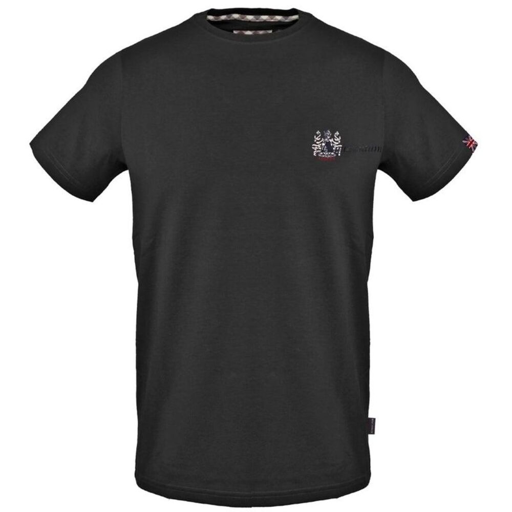 Aquascutum Mens Aldis Chest Logo T-Shirt / Black